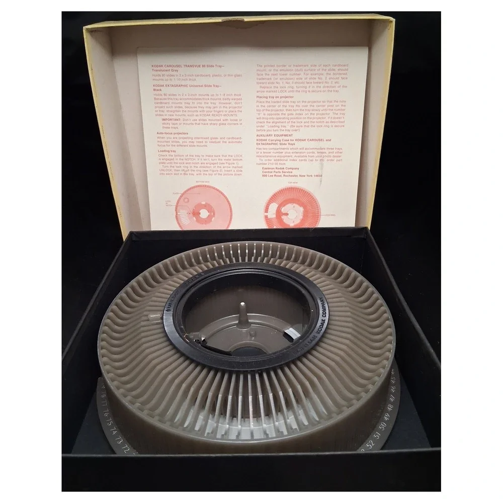Kodak Carousel Transvue 80 Slide Tray Translucent Gray CAT 104 6093 with Box